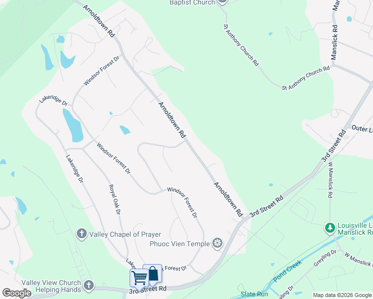 map of restaurants, bars, coffee shops, grocery stores, and more near 8202 Arnoldtown Road in Louisville