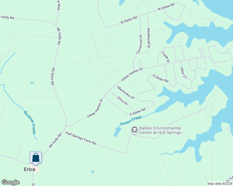 map of restaurants, bars, coffee shops, grocery stores, and more near 111 Erica Drive in Montross