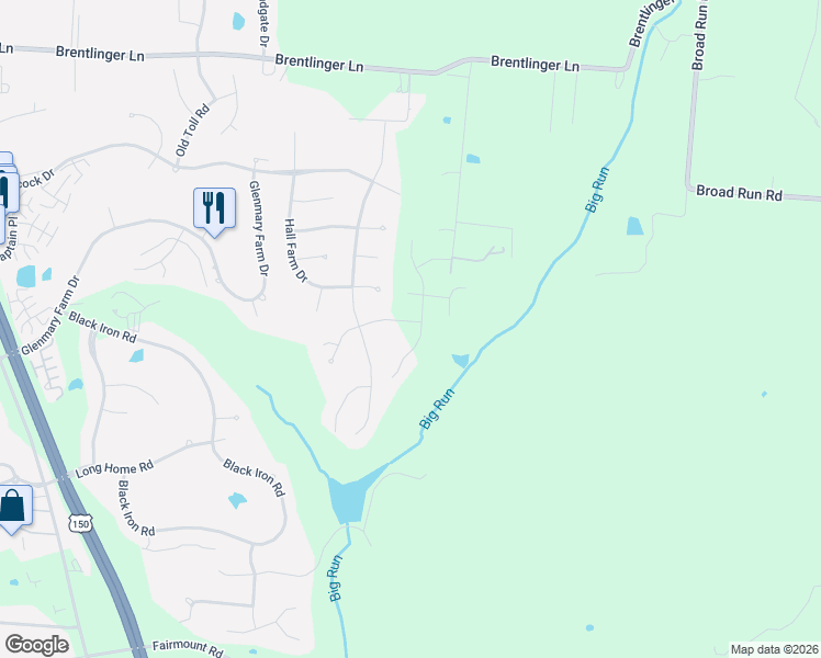 map of restaurants, bars, coffee shops, grocery stores, and more near 8000 Dobson Lane in Louisville