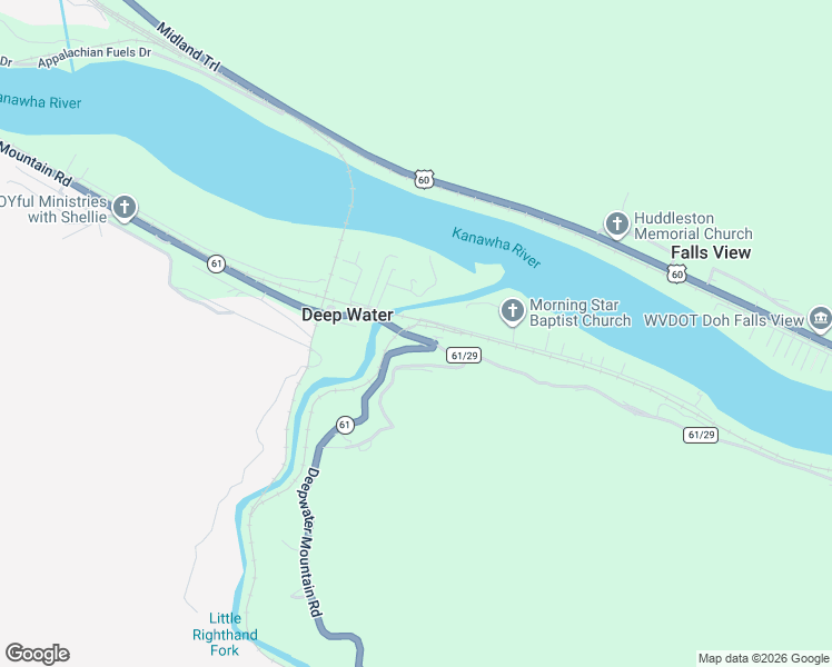 map of restaurants, bars, coffee shops, grocery stores, and more near West Virginia 61 in Mount Carbon