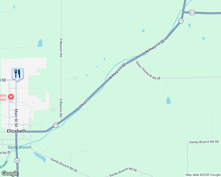 map of restaurants, bars, coffee shops, grocery stores, and more near 5110 Highway 11 in Elizabeth