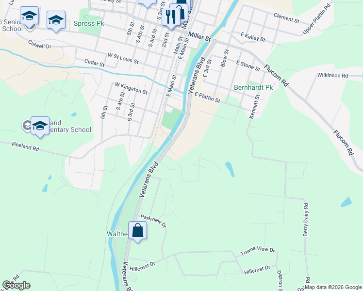 map of restaurants, bars, coffee shops, grocery stores, and more near 1437 Veterans Drive in De Soto