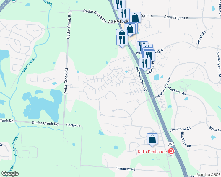 map of restaurants, bars, coffee shops, grocery stores, and more near 8733 Broadwood Court in Louisville