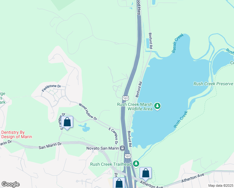 map of restaurants, bars, coffee shops, grocery stores, and more near 218 Verandah Lane in Novato