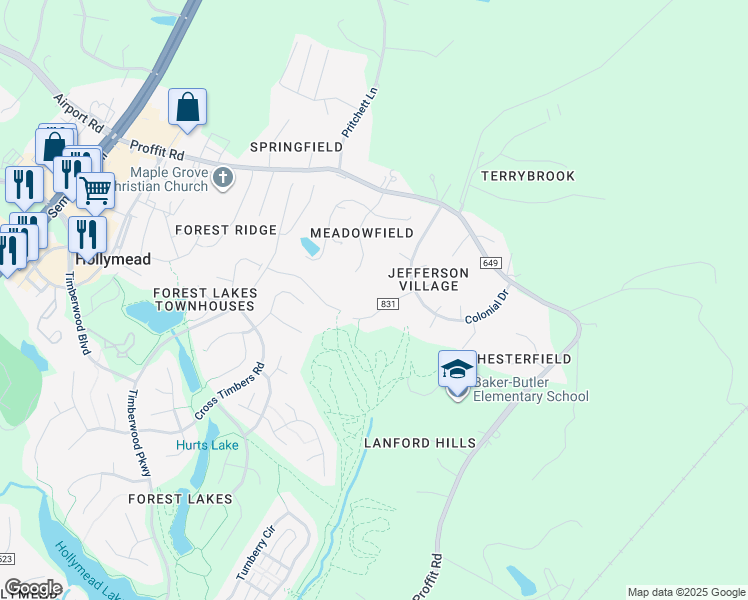 map of restaurants, bars, coffee shops, grocery stores, and more near 4009 Tompkins Drive in Charlottesville