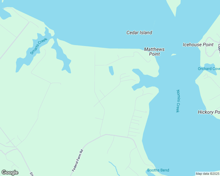 map of restaurants, bars, coffee shops, grocery stores, and more near 115 Matthews Cove Drive in Montross