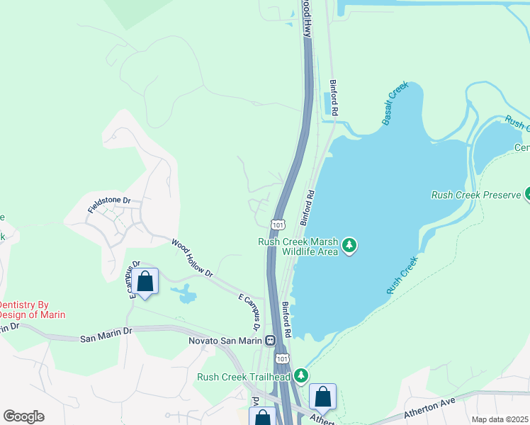 map of restaurants, bars, coffee shops, grocery stores, and more near 402 Verandah Lane in Novato