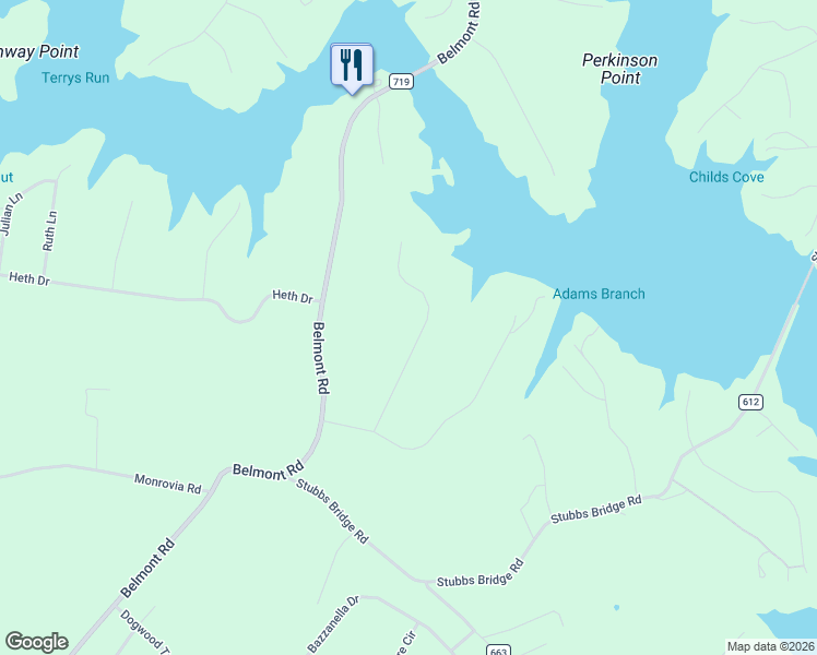 map of restaurants, bars, coffee shops, grocery stores, and more near 6122 Eds Road in Mineral