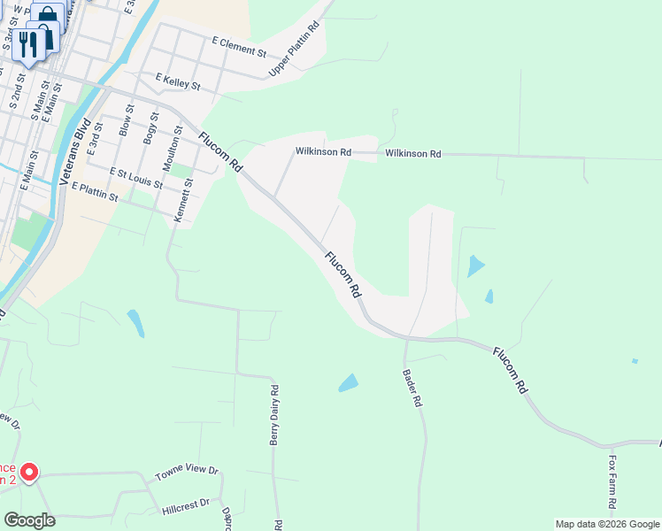 map of restaurants, bars, coffee shops, grocery stores, and more near 4269 Flucom Road in De Soto