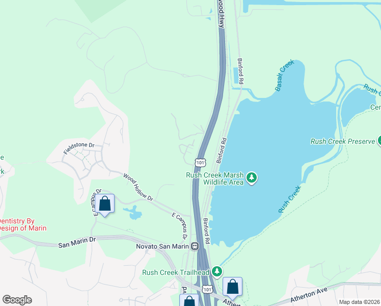 map of restaurants, bars, coffee shops, grocery stores, and more near 406 Verandah Court in Novato