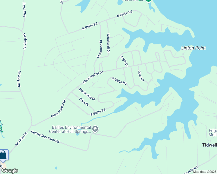 map of restaurants, bars, coffee shops, grocery stores, and more near 825 South Glebe Road in Montross