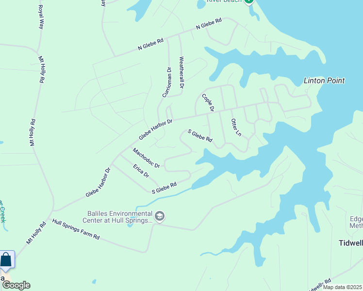 map of restaurants, bars, coffee shops, grocery stores, and more near 825 South Glebe Road in Montross