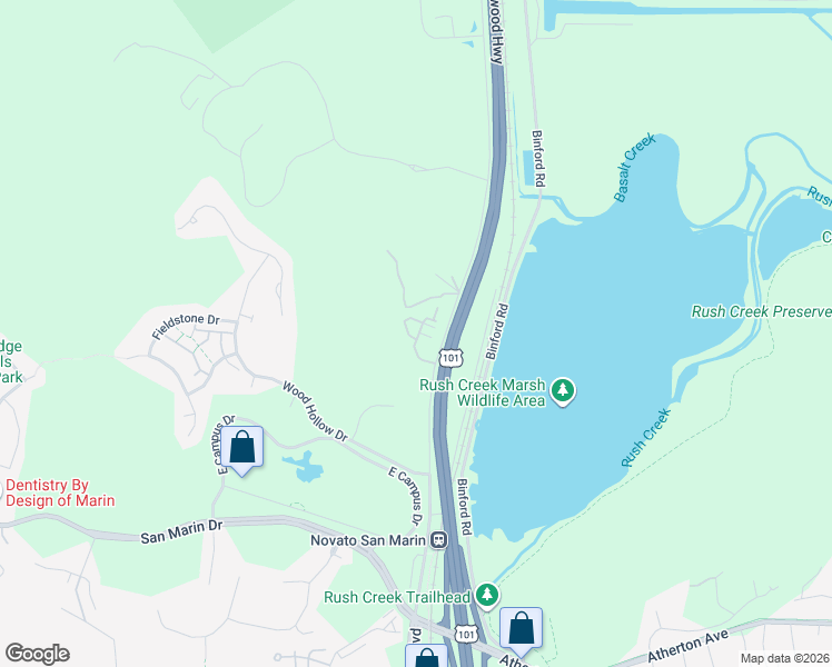map of restaurants, bars, coffee shops, grocery stores, and more near 305 Verandah Lane in Novato