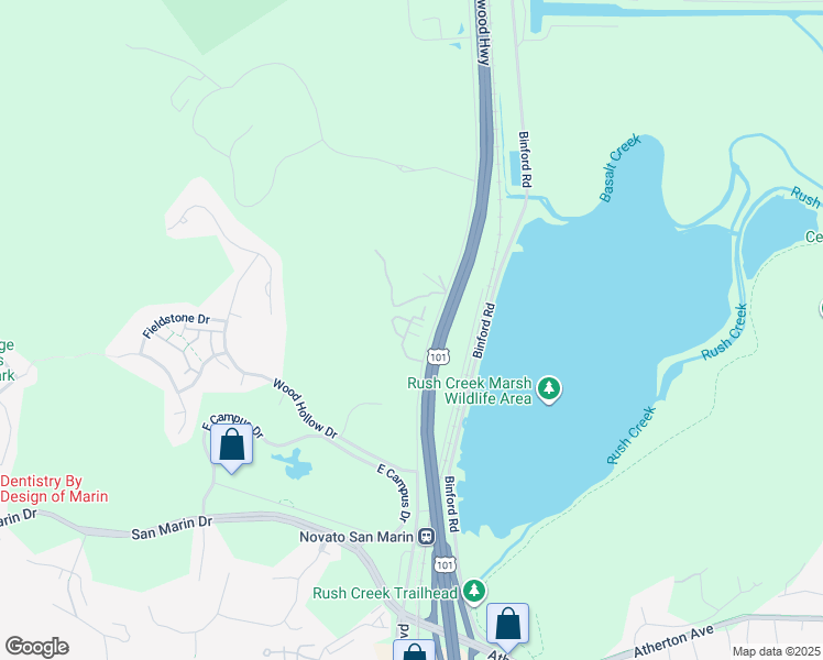 map of restaurants, bars, coffee shops, grocery stores, and more near 446 Verandah Lane in Novato