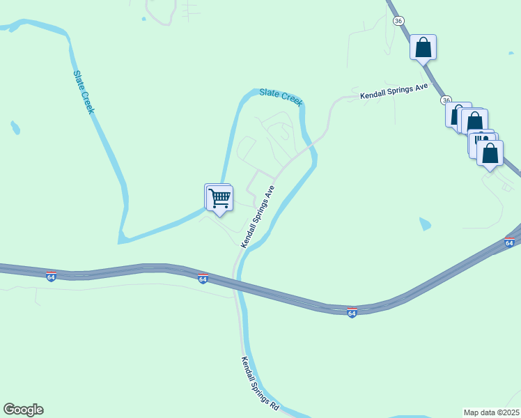 map of restaurants, bars, coffee shops, grocery stores, and more near Kendall Springs Road in Owingsville