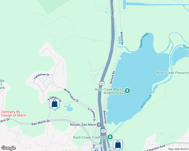 map of restaurants, bars, coffee shops, grocery stores, and more near 7711 Novato Boulevard in Novato