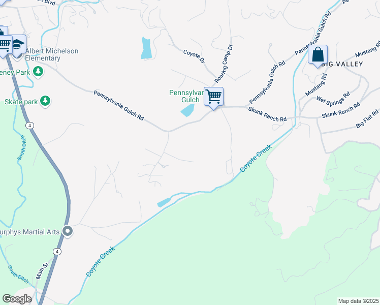 map of restaurants, bars, coffee shops, grocery stores, and more near 989 Cabernet Court in Murphys
