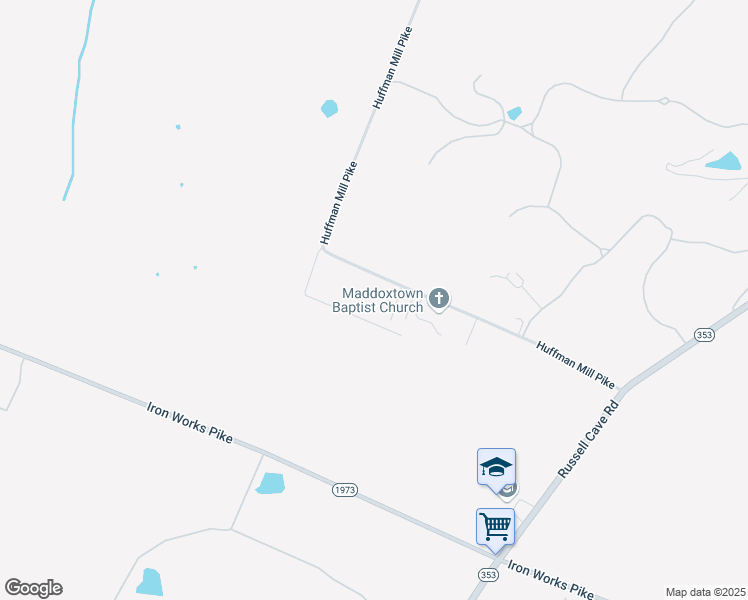 map of restaurants, bars, coffee shops, grocery stores, and more near 3495 Huffman Mill Pike in Lexington