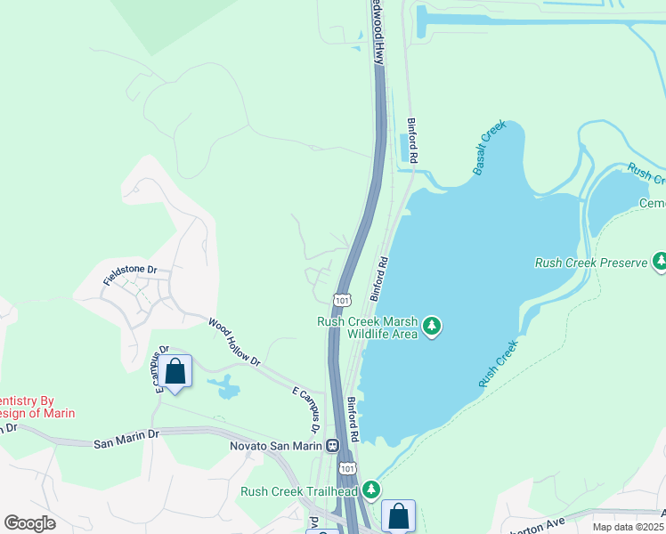 map of restaurants, bars, coffee shops, grocery stores, and more near 7711 Novato Boulevard in Novato