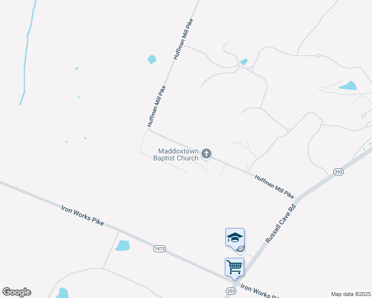 map of restaurants, bars, coffee shops, grocery stores, and more near 3495 Huffman Mill Pike in Lexington
