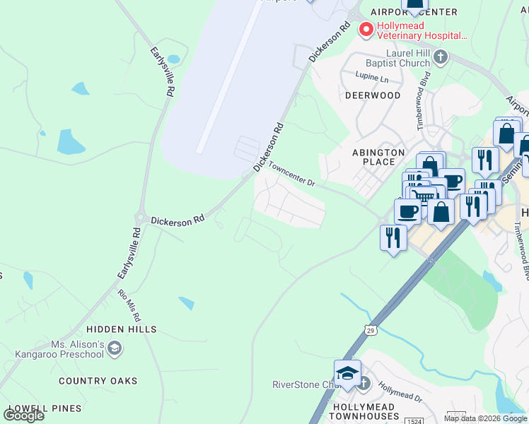 map of restaurants, bars, coffee shops, grocery stores, and more near 3301 April Lane in Earlysville