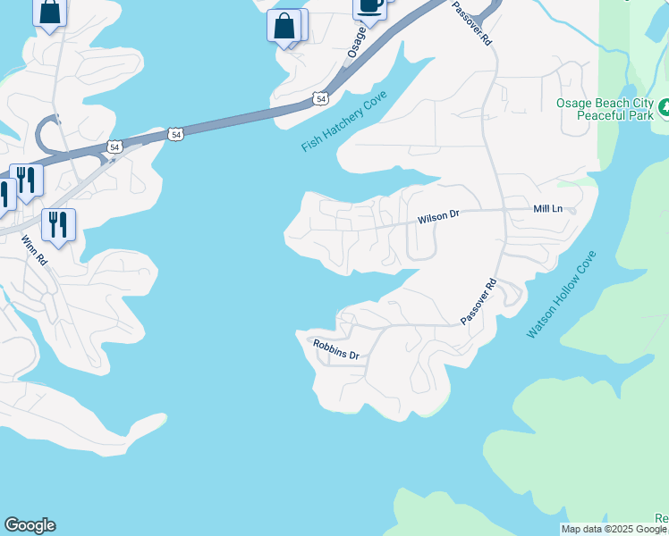 map of restaurants, bars, coffee shops, grocery stores, and more near 808 Kersten Way in Osage Beach