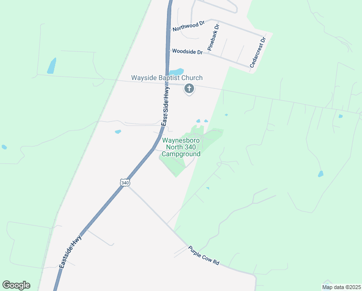 map of restaurants, bars, coffee shops, grocery stores, and more near 1125 East Side Highway in Waynesboro
