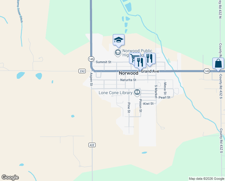 map of restaurants, bars, coffee shops, grocery stores, and more near 1401-1461 Spruce St in Norwood