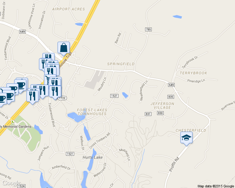 map of restaurants, bars, coffee shops, grocery stores, and more near 3177 Timberwood Parkway in Charlottesville
