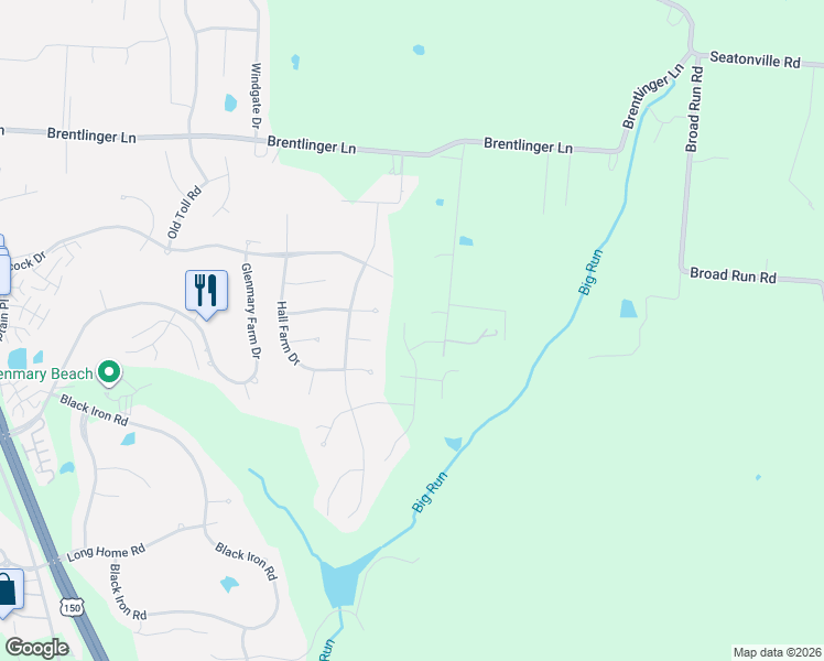 map of restaurants, bars, coffee shops, grocery stores, and more near 8000 Dobson Lane in Louisville