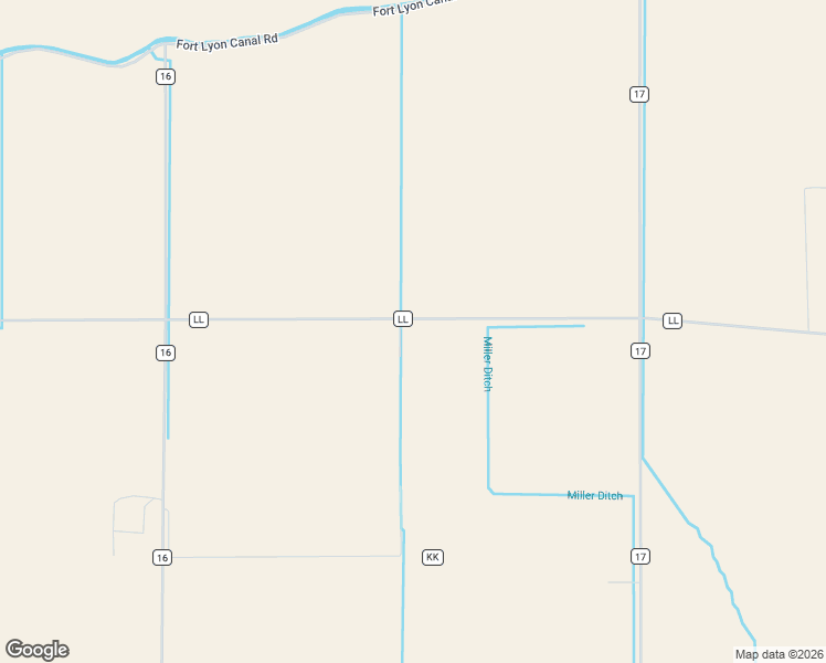 map of restaurants, bars, coffee shops, grocery stores, and more near 16278-16532 County Road Ll in Las Animas