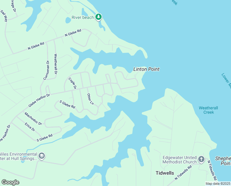 map of restaurants, bars, coffee shops, grocery stores, and more near 1510 South Glebe Road in Montross