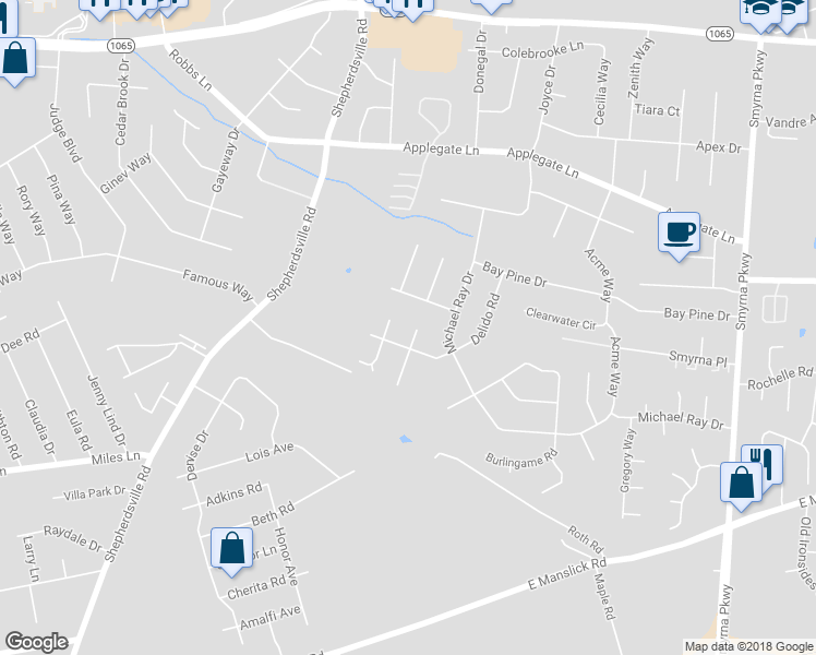 map of restaurants, bars, coffee shops, grocery stores, and more near 8304 Saint Armands Court in Louisville