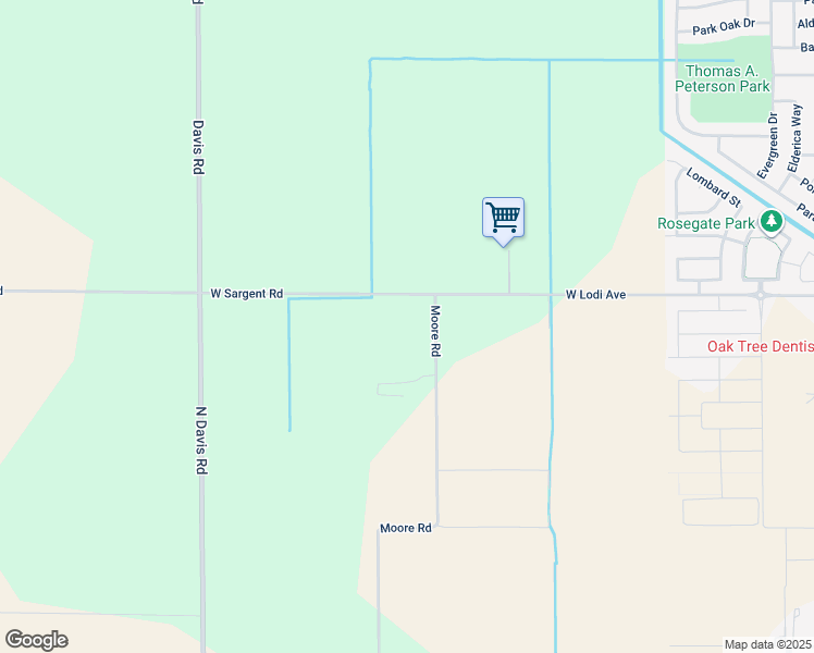 map of restaurants, bars, coffee shops, grocery stores, and more near 16475 Moore Road in Lodi