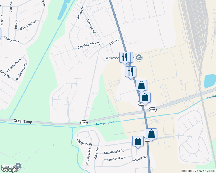 map of restaurants, bars, coffee shops, grocery stores, and more near 8214 Nash Road in Louisville
