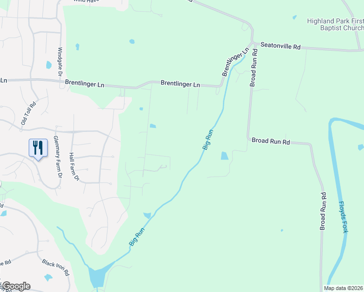 map of restaurants, bars, coffee shops, grocery stores, and more near 7811 Dobson Lane in Louisville