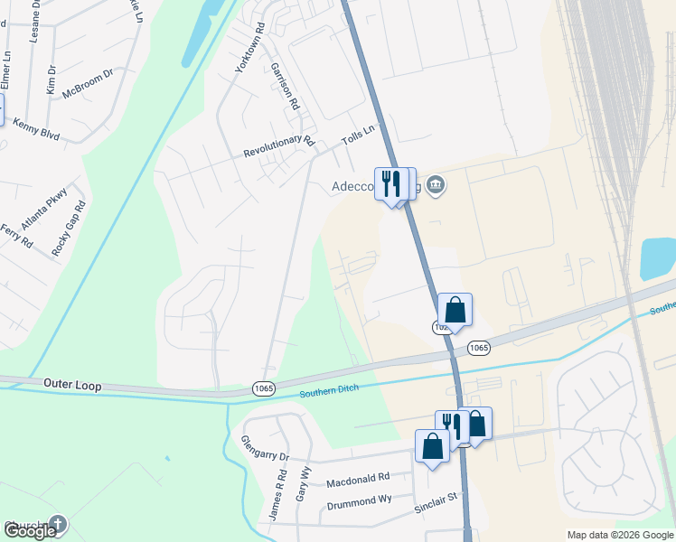 map of restaurants, bars, coffee shops, grocery stores, and more near 8214 Nash Road in Louisville