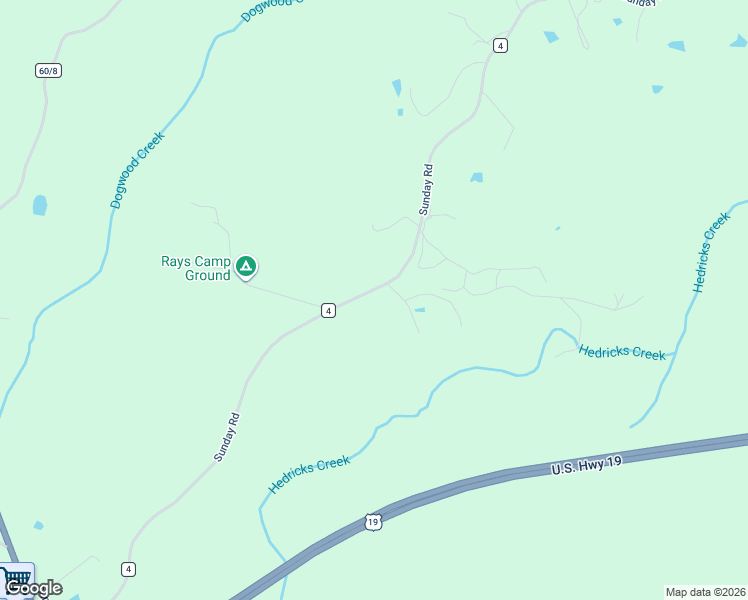 map of restaurants, bars, coffee shops, grocery stores, and more near 1300 Sunday Road in Hico