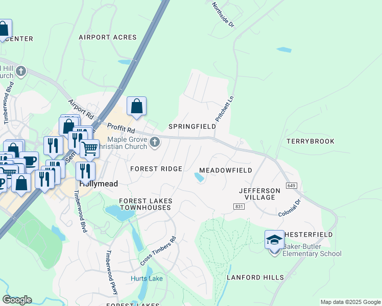 map of restaurants, bars, coffee shops, grocery stores, and more near 3237 Timberwood Pkwy in Charlottesville