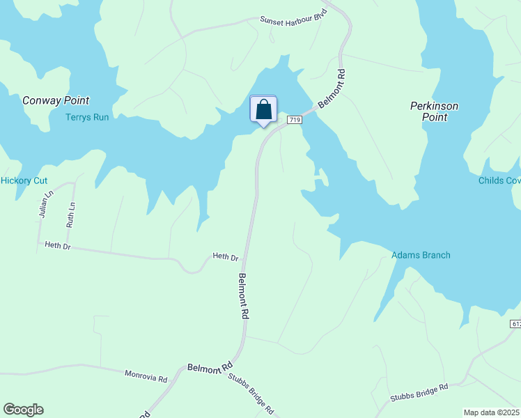 map of restaurants, bars, coffee shops, grocery stores, and more near 6213 Belmont Road in Mineral