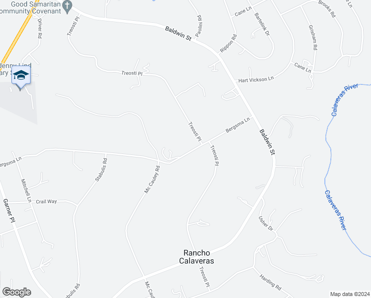 map of restaurants, bars, coffee shops, grocery stores, and more near 5966 Bergsma Lane in Valley Springs