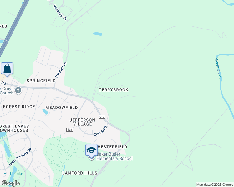 map of restaurants, bars, coffee shops, grocery stores, and more near 213 Pineridge Lane in Charlottesville
