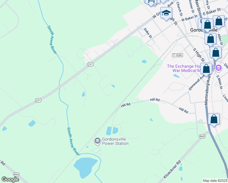 map of restaurants, bars, coffee shops, grocery stores, and more near 10109 Pond Court in Gordonsville