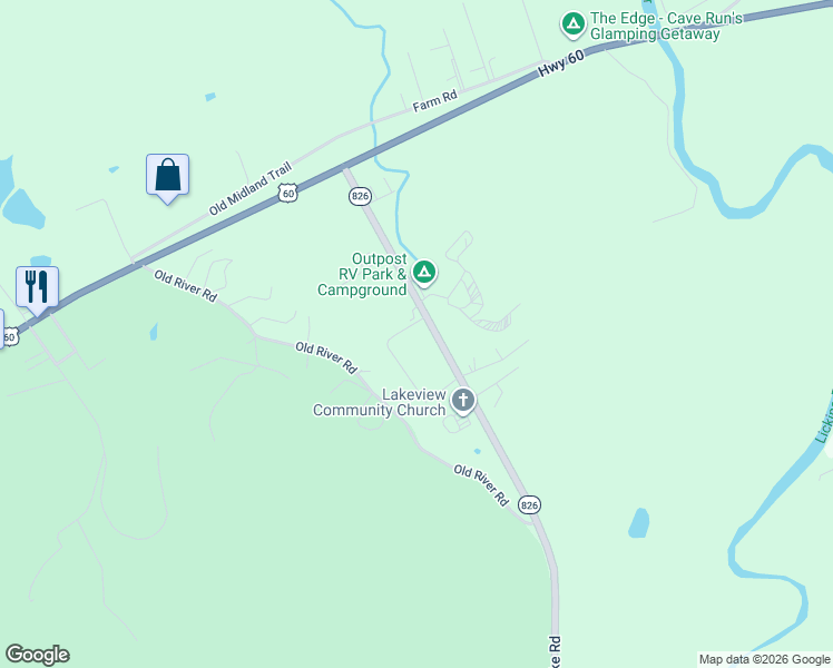 map of restaurants, bars, coffee shops, grocery stores, and more near 318 Cave Run Lake Road in Salt Lick