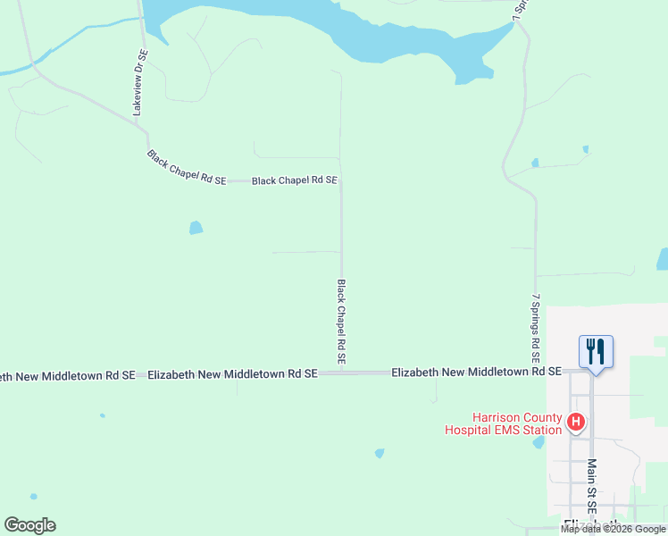 map of restaurants, bars, coffee shops, grocery stores, and more near 7775 Black Chapel Road Southeast in Elizabeth