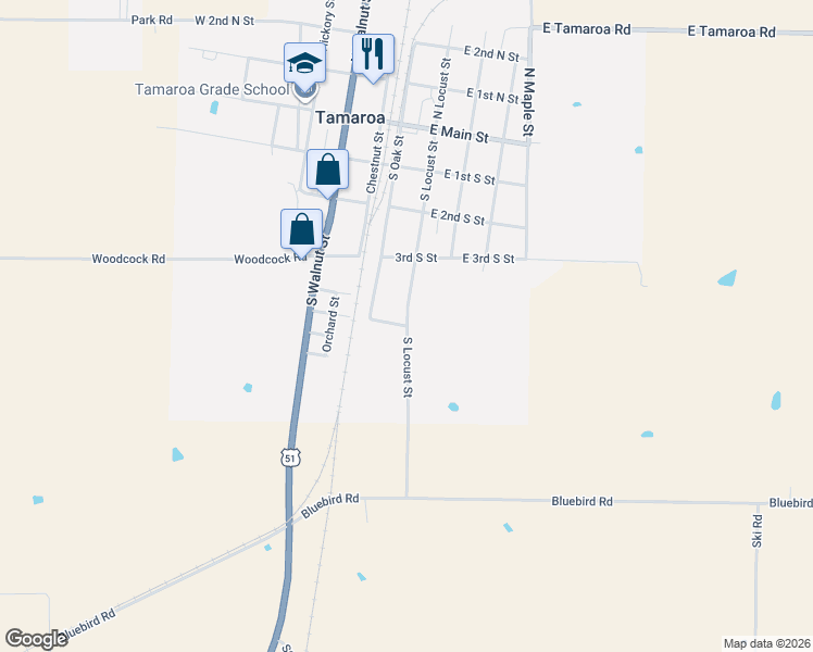 map of restaurants, bars, coffee shops, grocery stores, and more near 213 Broadway Street in Tamaroa