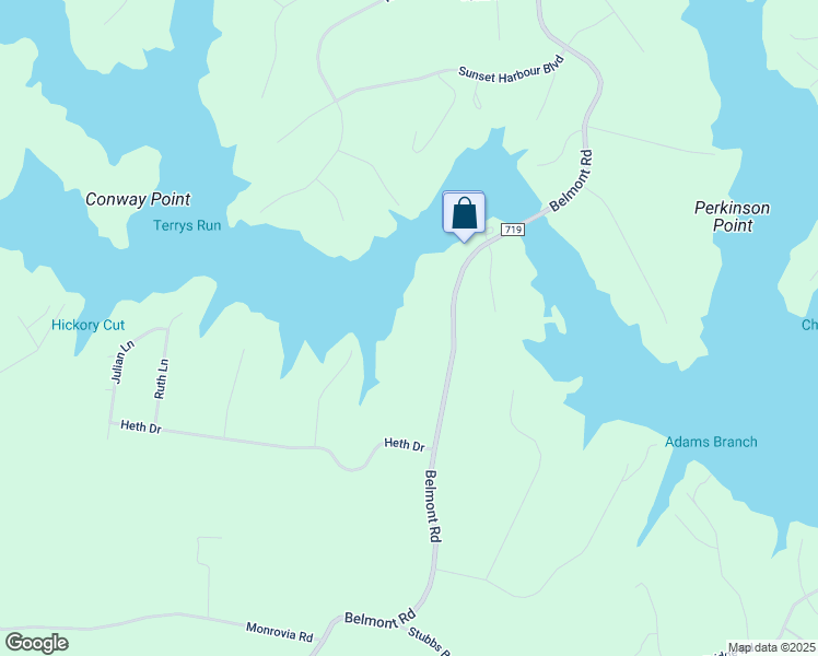 map of restaurants, bars, coffee shops, grocery stores, and more near 6300 Belmont Road in Mineral