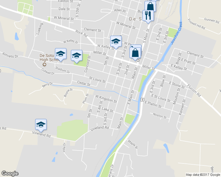 map of restaurants, bars, coffee shops, grocery stores, and more near 914 South 3rd Street in De Soto