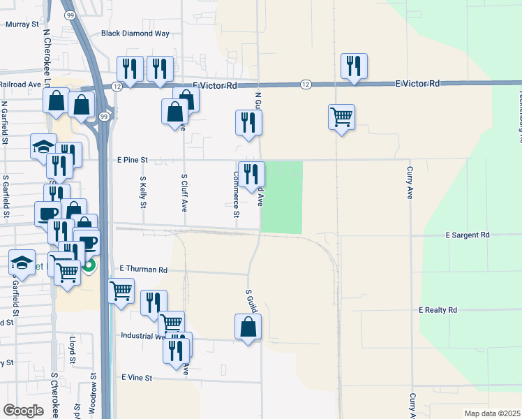 map of restaurants, bars, coffee shops, grocery stores, and more near 3201 Reynolds Ranch Parkway in Lodi