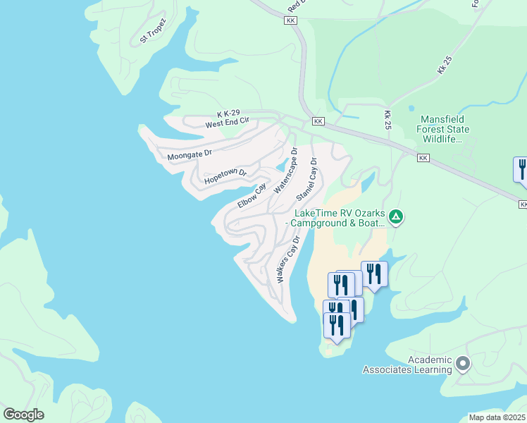 map of restaurants, bars, coffee shops, grocery stores, and more near 41 Lubbers Quarters in Osage Beach